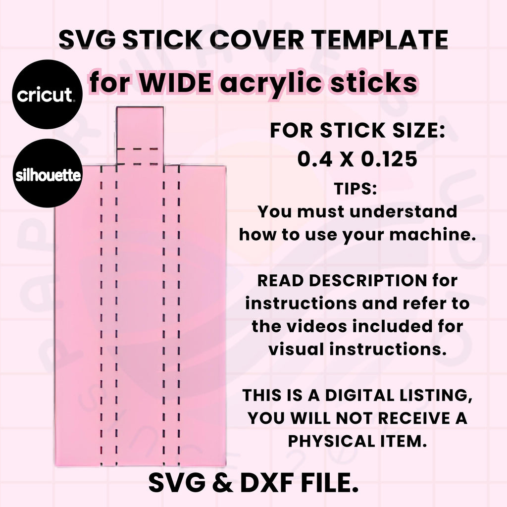 Wide Stick Cover READ DESCRIPTION SVG Template for Acrylic Cake Toppers (Digital Download)