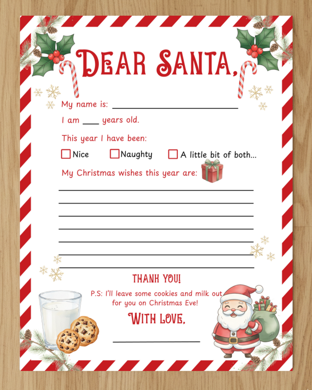 PRINTABLE Letter to Santa Claus | Kids Christmas Activity