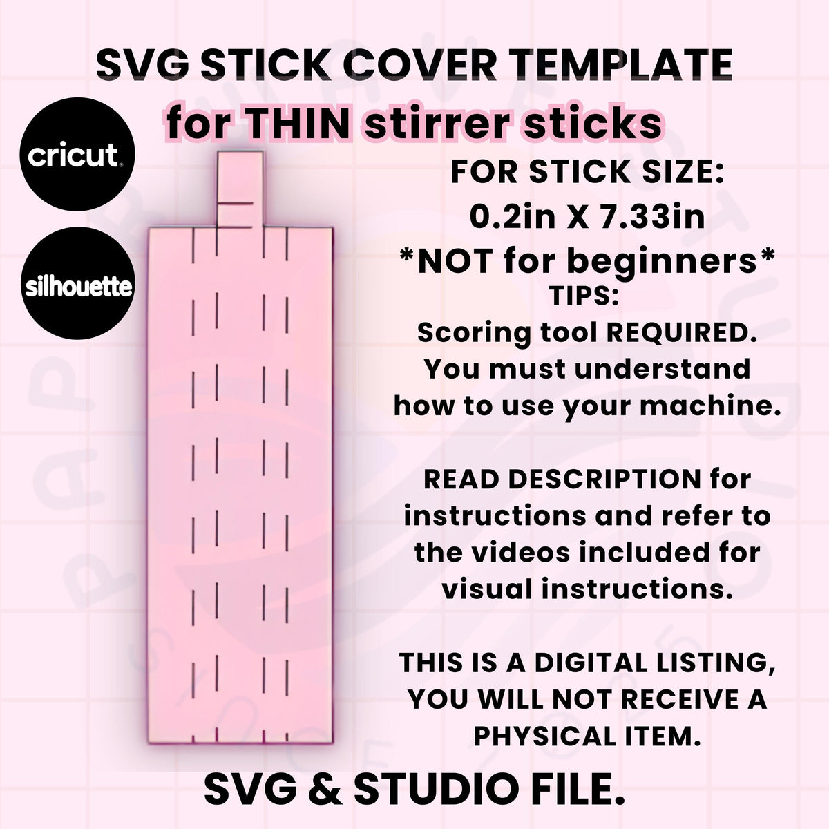 Cake Topper Stick Cover READ DESCRIPTION SVG Template (Scoring Tool Required)