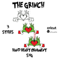 Grinch Hand Heart Ornament 3 Styles | Grinch SVG