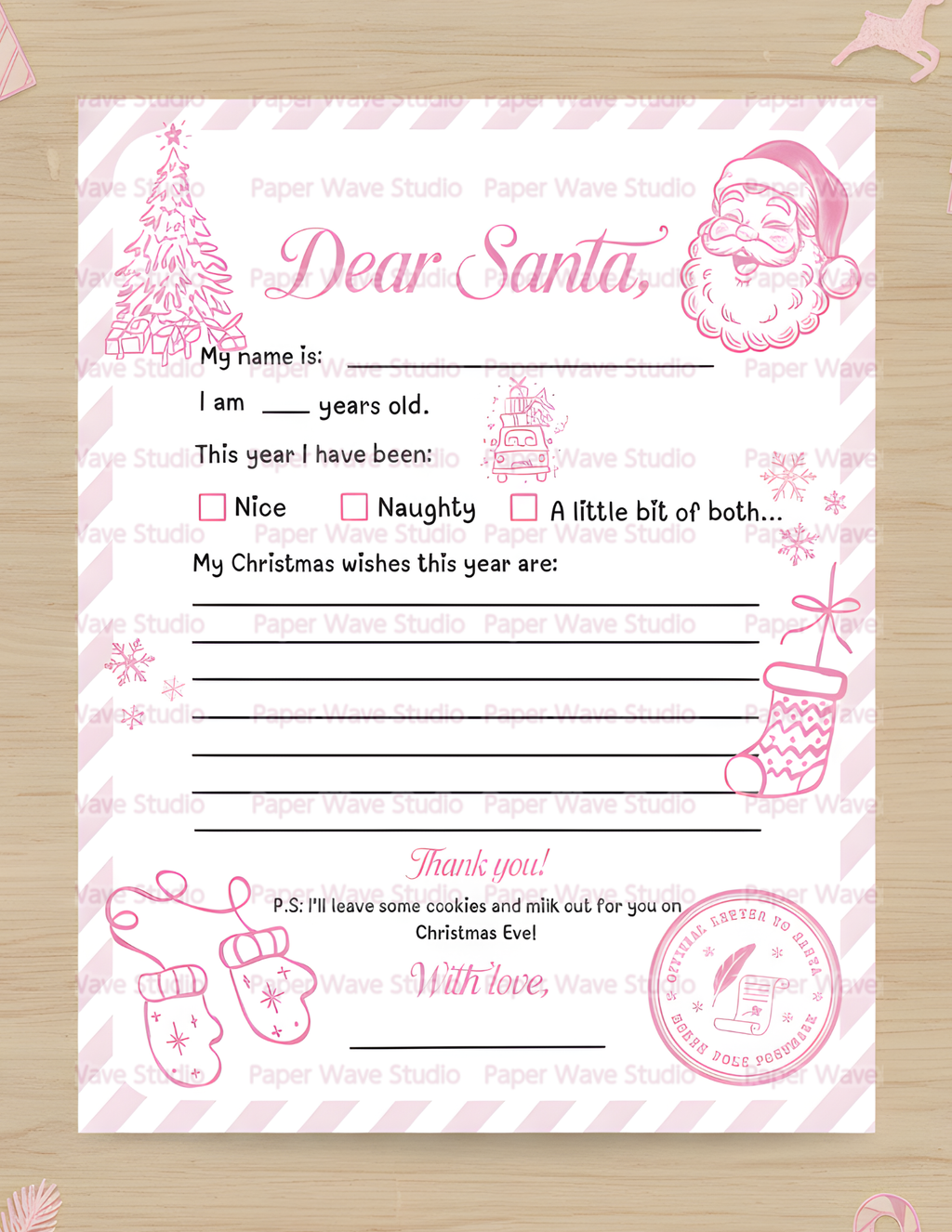 PRINTABLE Letter to Santa Claus | Kids Christmas Activity | Coquette Christmas List