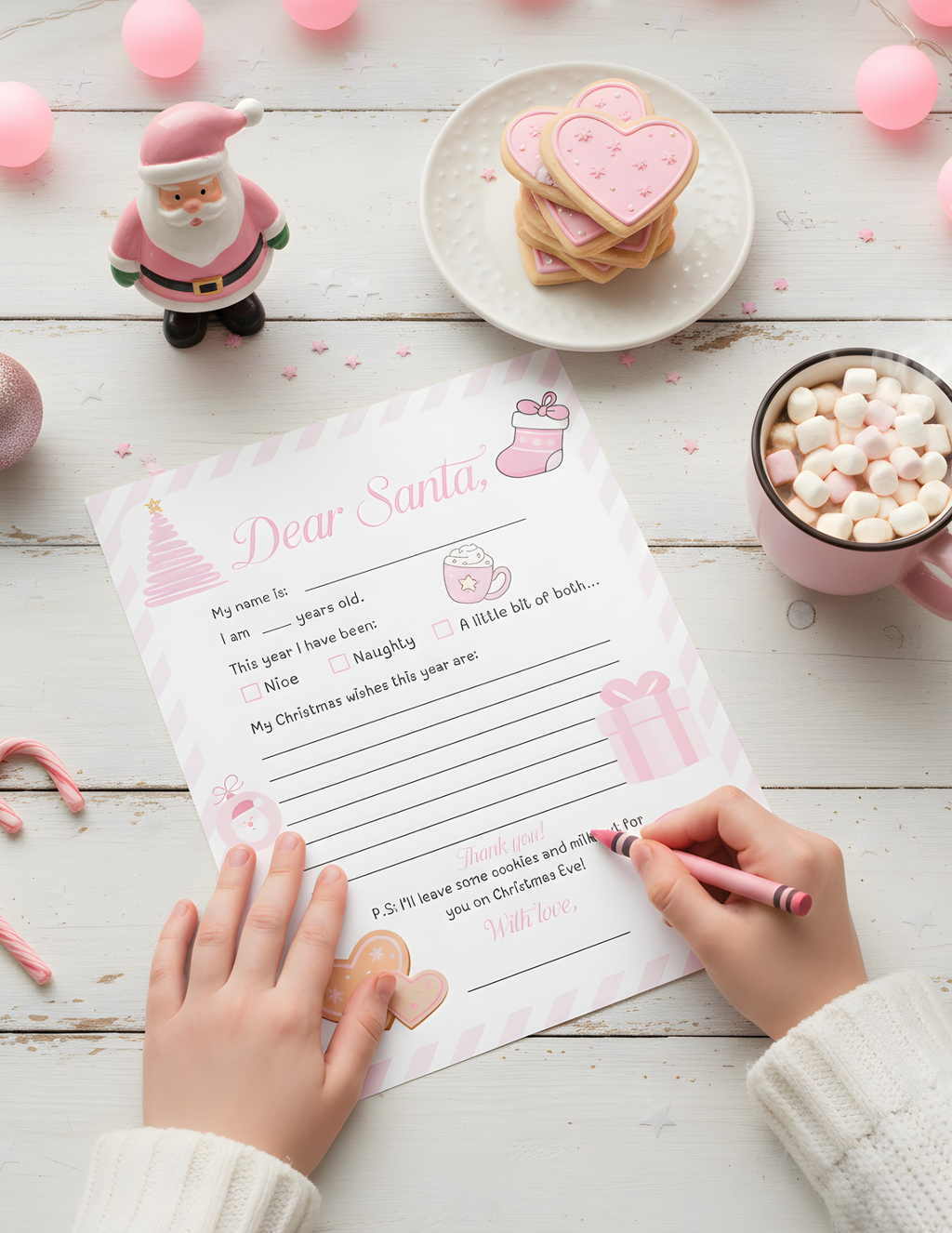 PRINTABLE Letter to Santa Claus | Kids Christmas Activity | Coquette Christmas List