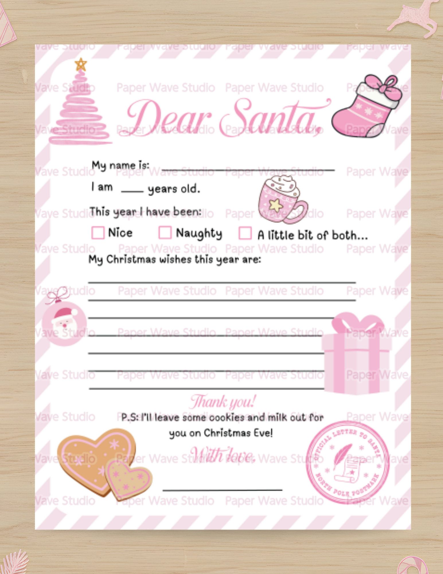 PRINTABLE Letter to Santa Claus | Kids Christmas Activity | Coquette Christmas List